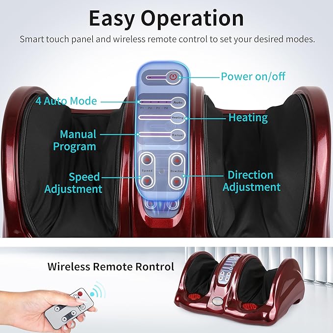 Foot Massager with Heat, Shiatsu Foot Massager for Circulation and Pain Relief and Heat Therapy, Ankle, Calves and Feet Massage with Deep Kneading Rolling, Gifts for Women Men Mother Father - Bloomnest