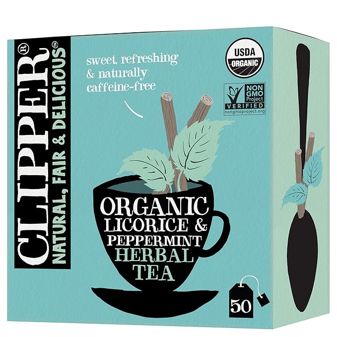 Clipper Tea Peppermint & Licorice Teabags – Caffeine Free, USDA Organic, Great Hot or Iced – Sweet, Refreshing, Natural, Fair & Delicious Sweet – 50 Tea Bags - Bloomnest