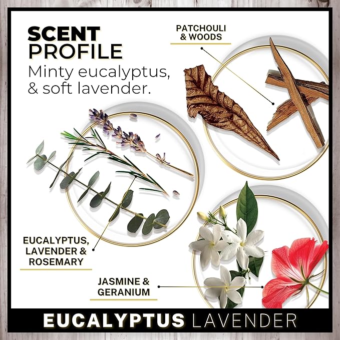 Urban Naturals Car Air Freshener Diffuser 3 Pack - Eucalyptus Lavender Scent, 45+ Days Long Lasting Fragrance, Made in USA, Glass & Wood, Hanging Design + Vent Cip, Easy to Use - Bloomnest