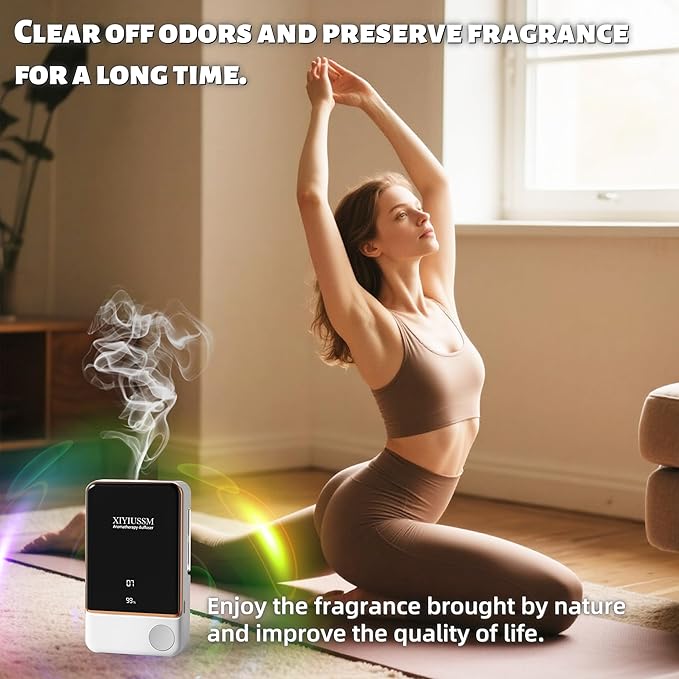Waterless Essential Oil Diffuser for Home & Office Cordless Battery Operated Aroma Diffuser with 7 Mist Levels, Ultrasonic Air Freshener for Large Rooms Bedroom Bathroom Car Small & Portable - Bloomnest