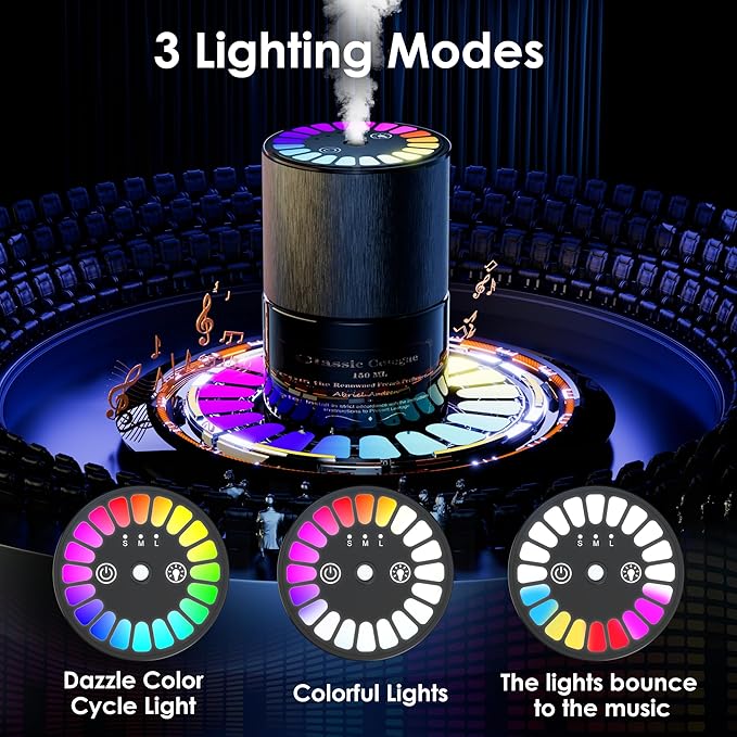Car Air Freshener, Smart Car Air Freshener, Music-Synced RGB Ambient Lights with Auto On/Off, 150ml, Suitable for Cars, Homes, Offices, Bedrooms (Lavender) - Bloomnest