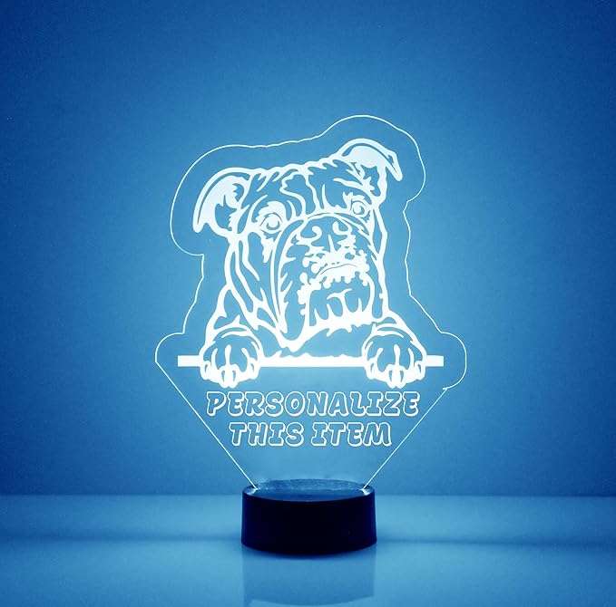 Dog LED Light for Dog Lovers, Custom Engraved with Your Name or Text, Includes Remote with 16 Colors (Shar Pei) - Bloomnest