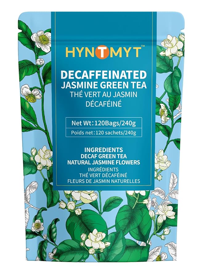 HYNTMYT Decaffeinated Jasmine Green Tea Bags, CO₂ Decaf Green Tea Scented with Jasmine Flower, Natural Floral Aroma, Fragrant, 120 Count - Bloomnest