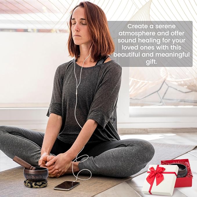 DomeStar Tibetan Singing Bowl Set, Authentic Handmade Meditation Bowl Stress Relief Yoga Set with Striker & Cushion for Sound Therapy, Chakra Healing, Spiritual Gatherings - Bloomnest