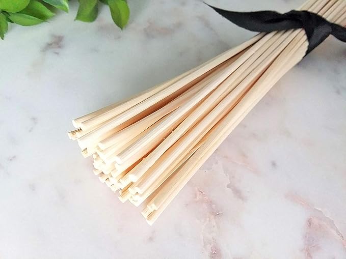 LOVSPA Reed Diffuser Sticks, Set of 80 Wood Rattan Replacement Reed Sticks for Diffuser Oil Bottles, 10 Bundles of 8 (8 inch) - Bloomnest
