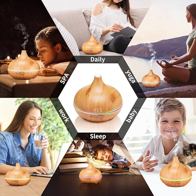 HLS Aroma Diffusers for Essential Oils Large Room with 10 Essential Oils,Ultrasonic Aromatherapy Diffuser for Home Bedroom, Cool Mist Humidifier Vaporizer - Bloomnest