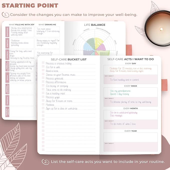 Clever Fox Self-Care Journal Pocket – Daily Reflection Notebook – Mental Health & Personal Development Planner, Meditation & Mood Log (Rose Gold)