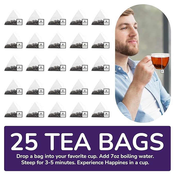 BREWIX, Earl Grey with Lavender Tea, Picnic in Paris Black Tea (25 Pyramid Tea Bags) | Black Tea with Bergamot, Lavender and Vanilla Notes | Gourmet Tea - Bloomnest