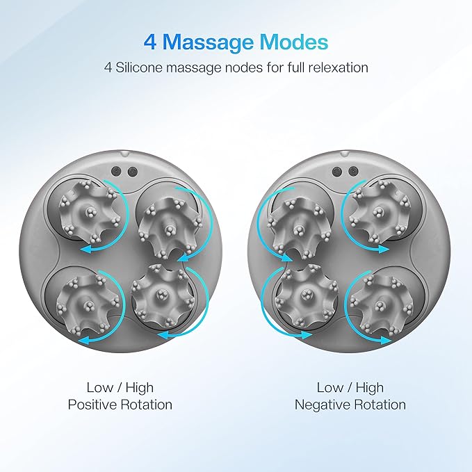 COMFIER Electric Scalp Head Massager with 4 Soft Silicone Massage Heads, Portable Hair Massager for Hair Growth, Relieve Stress, Head Scratcher for Deep Relaxation, Dog Cat Massager, Gray COMFIER