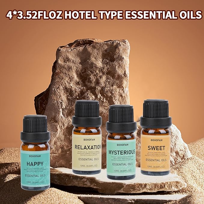 BOHOFAM Essential Oil Diffuser with Himalayan Salt lamp,Double Flame/Jellyfish 2 Mode Aroma Diffuser/Humidifier, Colorful Lights,4 * 10ML Hotel Collection Diffuser Oils Scents,for Home Bedroom(White)