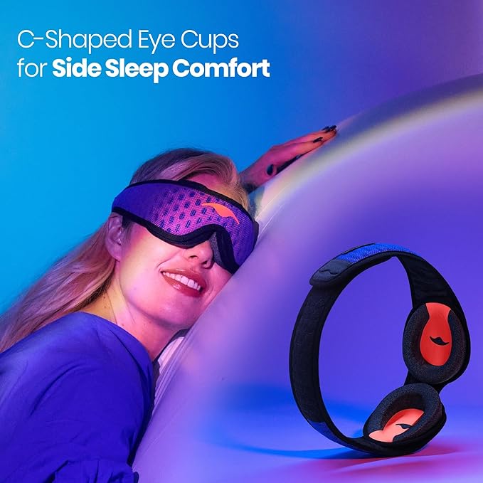 Manta Pro Sleep Mask - 100% Light Blocking Sleep Mask for Side Sleepers, Breathable and Comfortable, Spacious & Zero Pressure for Long Lashes, Perfect for Sleep/Travel/Nap/Shift Work - Bloomnest
