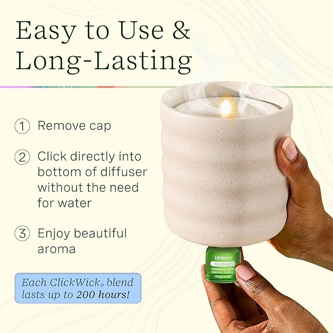 ClickWick Essential Oil Blends for Lifelines Diffusers, 3-Pack Herbal Garden Set - Essential Oil Blend Refill for Candle, Plant & Shower Aromatherapy Diffuser - Fragrance for Diffusers - Bloomnest