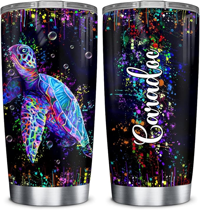 Wassmin Sea Turtle Tumbler Personalized Tumblers 20oz 30oz With Custom Name Watercolor Turtles Gifts For Women Girls Tumblers Stainless Steel Coffee Travel Mug Cup Birthday Christmas Stuff Gifts - Bloomnest
