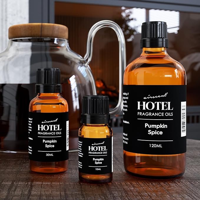 AirScent Pumpkin Spice Diffuser Oil - Pumpkin Spice Fragarnce Oil Blend for Ultrasonic and Waterless Diffusers and Crafting - 10 mL, 0.34 fl oz Glass Dropper Bottle - Fall Scents Airscent