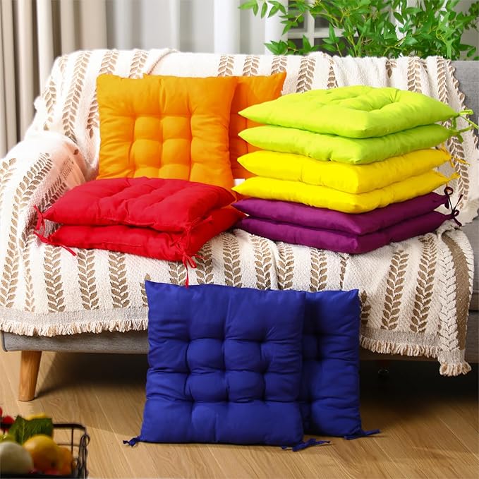 Geetery 12 Pcs Floor Pillows for Classroom Bulk Square Seating Cushions for Floor Chair School Kindergarten Reading Corner, 15.7'' Large Thick Meditation Cushions Yoga Nursery Daycare (Colorful) - Bloomnest