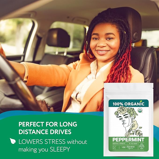 Organic Peppermint Tea Bags (40 TeaBags) - Peppermint Tea Organic - Te de Menta Organico Natural - Herbal Tea for Energy, Digestion, Nausea, Motion Sickness, Respiratory Support, Stress Relief - Bloomnest