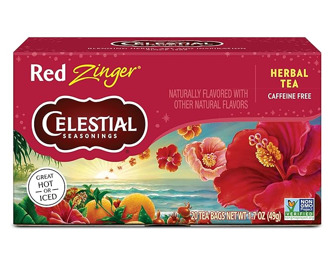 Celestial Seasonings Hibiscus Tea, Red Zinger Herbal Tea, Caffeine Free, 20 Tea Bags - Bloomnest