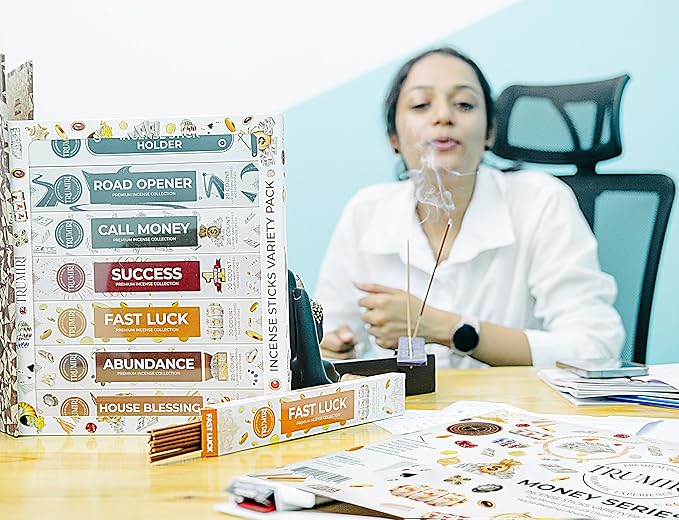 Money Incense Sticks - Total 120 Insence-Sticks (20 Inscents x 6 Insense) Inciensos Aromaticos para La Casa Incents to Attract Money Luck Success Abundance Blessing Road Opener + Incense Holder - Bloomnest
