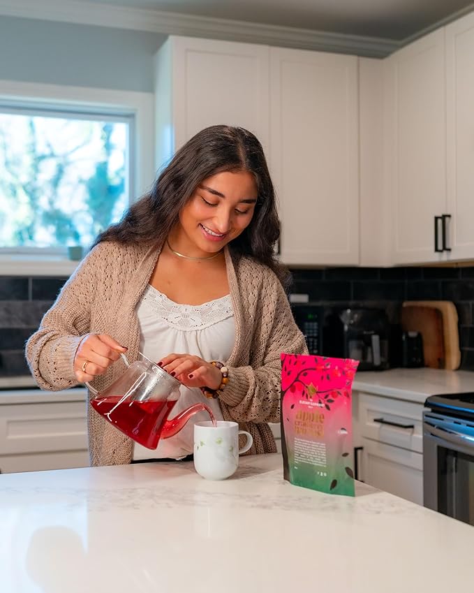 Apple Cranberry Harvest Tea, Organic Loose Leaf Herbal Tea – Real Fruit, Summer Juice, Caffeine-Free, Refreshing Sweet Iced Drink – 4 oz Resealable Bag (Makes 50 Cups) - Bloomnest
