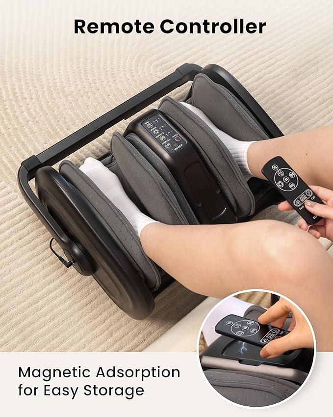 COMFIER Shiatsu Foot Massager Machine, Foot Calf Massager with Heat, Squeeze & Vibration Massage, Remote Control, UP to Men Size 14