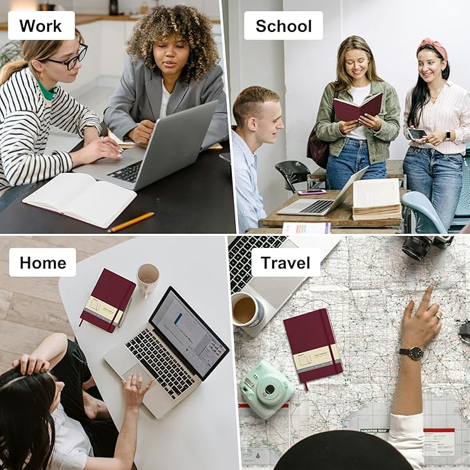 Comix Lined Journal Notebook for Women Men, Journaling Notebooks for Office School Home, Burgundy, 240 Pages, 5.5" x 8.3", College Ruled, A5, Hardcover - Bloomnest