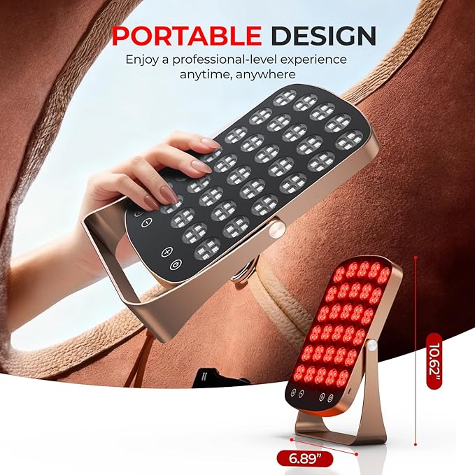 Red Light Therapy Panel, 460/590/660/850nm 4-Color Light Mode, 120 LEDs Facial Infrared Light Therapy Devices with Lighted Makeup Mirror, Timer, Portable Red Light Therapy for Face, Body, Pain Relief Morfone