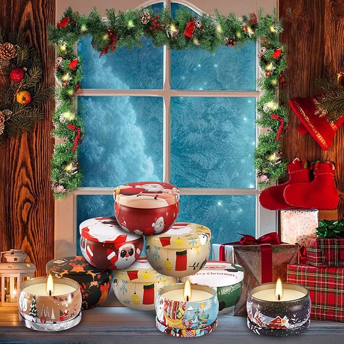24 Pack Christmas Scented Candles - Natural Soy Wax Advent Candles, Smokeless Clean Burning with Cotton Wick, 2.5oz Mini Jar Candles for Holiday Gifts, Home Decor & Christmas Party Favors - Bloomnest
