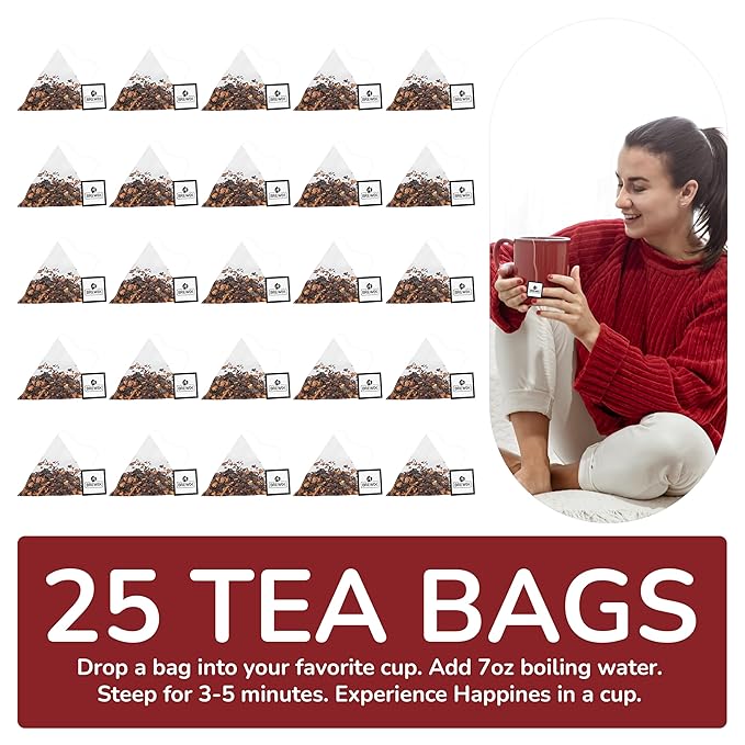 BREWIX, Sour Apple Hibiscus Tea Bags (25 Pyramid Tea Bags) Caffeine-Free Herbal Tea | Apple, Hibiscus, Rosehip | Refreshing Wellness Brew for Any Mood | Hot or Iced Refreshment - Bloomnest