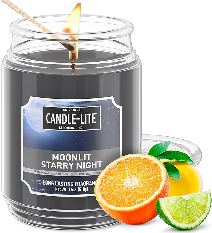 Candle-lite Scented Candles, Moonlight Starry Night, 18 oz Jar, Proudly Poured in The USA, Aromatherapy Candle, Single-Wick with 110 Hours of Burn Time, Perfect for Creating a Refreshing Ambiance - Bloomnest