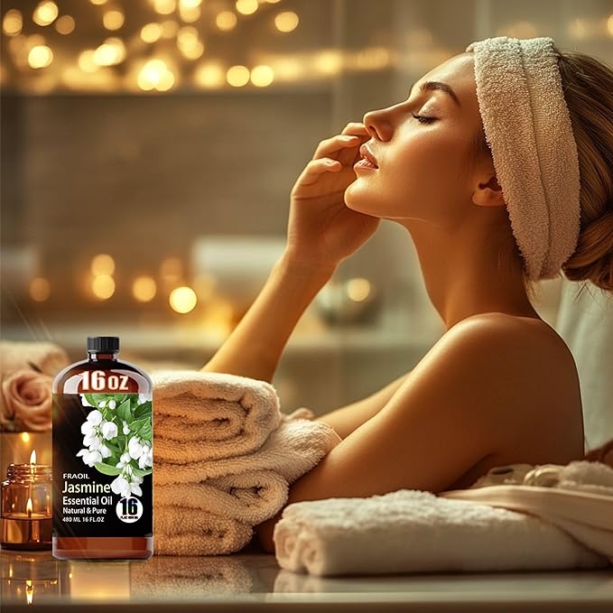Jasmine Essential Oil, Jasmine Oil 16 Fl Oz 480 ML for Diffuser Humidifier Yoga Cleaning DIY Candle Soap Making Perfume Gift for Women Essential Oils - Bloomnest