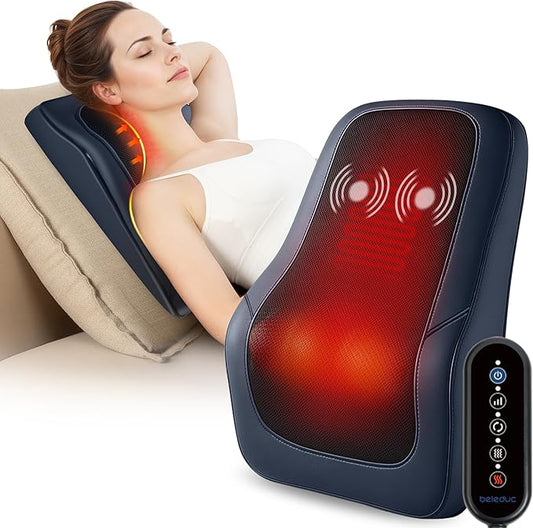 Beleduc Back Massager for Back Pain Deep Tissue, Shiatsu Back Neck Massager with Heat,Vibration Massage,3D Kneading Massage Pillow for Neck Shoulder Legs - Bloomnest