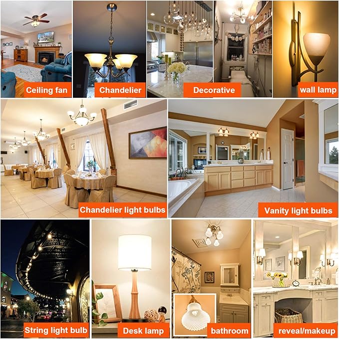 LiteHistory e12 led dimmable g16.5 Light Bulb 6W Equal 60 Watt 600lm AC120V e12 Candelabra Bulb 60 Watt for Chandeliers,Ceiling Fan,Vanity Warm White 2700K Globe e12 Light Bulb 6Pack - Bloomnest