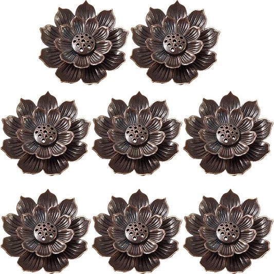 GXXMEI 8PCS Lotus Brass Stick Incense Burner Holder Incense Burner Cone Ash Catcher Home Fragrance Accessories