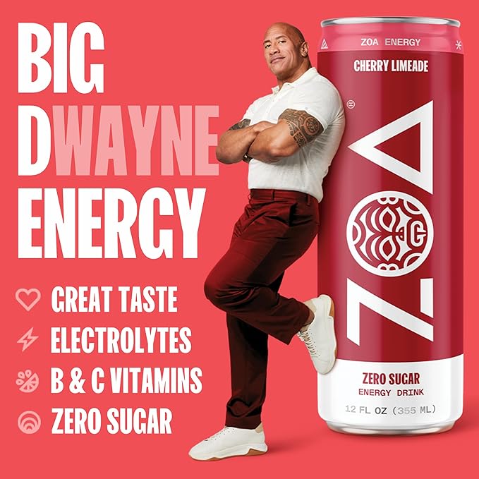 ZOA Zero Sugar Energy Drinks, Cherry Limeade - Sugar Free with Electrolytes, Healthy Vitamin C, Amino Acids, Essential B-Vitamins, and Caffeine from Green Tea - 12 Fl Oz (12-Pack) - Bloomnest