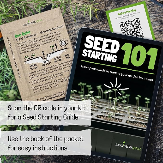 Sustainable Sprout Medicinal Tea Seeds, 8 Variety Pack Herbal Tea Heirloom Seeds, Catnip, Lavender, Peppermint, Lemon Balm, Bee Balm, Echinacea, Sage & Chamomile for Planting, Homesteading Essentials - Bloomnest