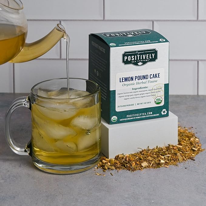 Organic Positively Tea Company, Lemon Pound Cake, Herbal Tea Bags, 20 Count - Bloomnest