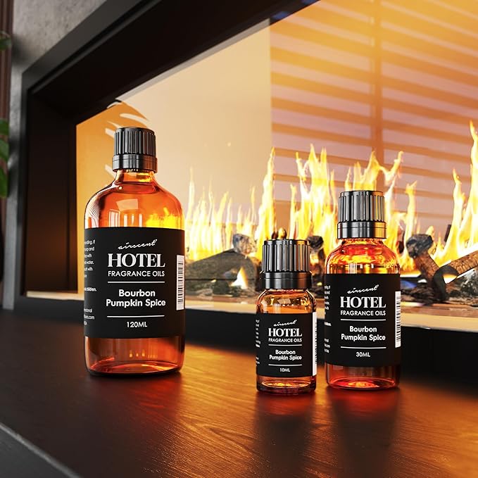 AirScent Bourbon Pumpkin Spice Holiday Diffuser Oil - Premium Holiday Fragrance Oil for Ultrasonic and Waterless Diffusers and Crafting - 10ml, .34 fl oz Glass Dropper Bottle - Bloomnest