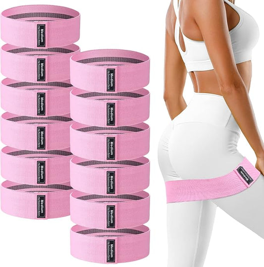 12 Pcs Fabric Resistance Bands for Working Out Booty Workout Stretch Exercise Bands Non Slip for Legs Squat Resistance Loop for Women Men Starter Butt Hip Thigh Fitness - Bloomnest