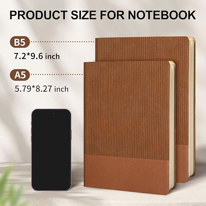 Lined Journal Notebook for Work College Ruled Note Book 7.2"x9.6" B5 PU Leather Daily Journaling 160 Pages for Women Men Writing Home School Supplies Business (Brown) - Bloomnest
