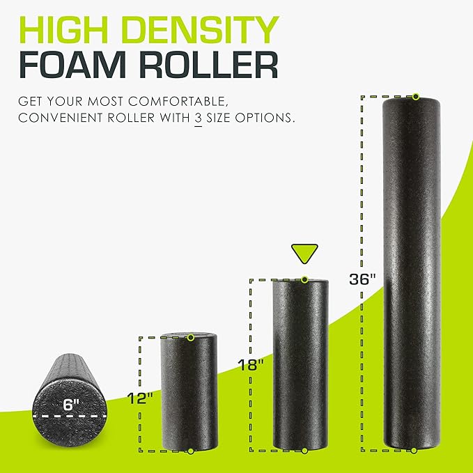 ProsourceFit High Density Foam Rollers 12 - inches Long, Firm Full Body Athletic Massage Tool for Back Stretching, Yoga, Pilates, Post Workout Muscle Recuperation, Black/Blue - Bloomnest