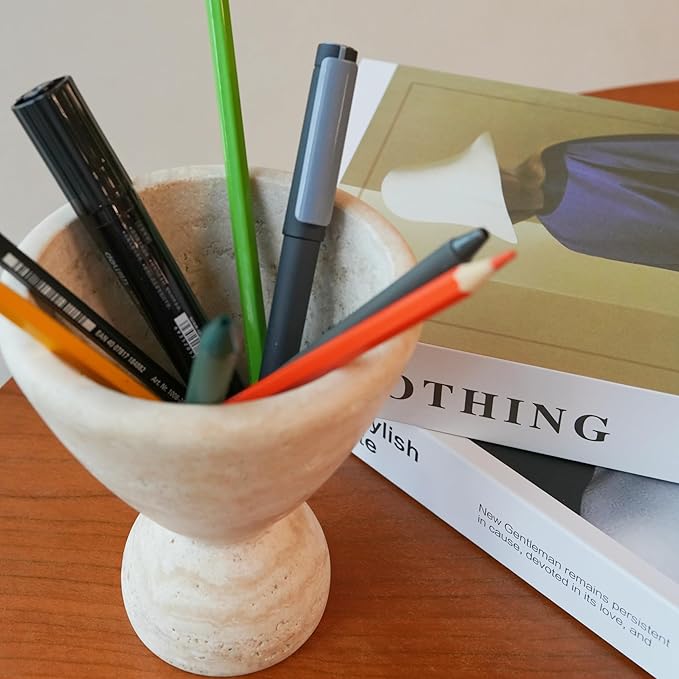 Wild Works Vintage Travertine Cave Stone Incense Mid-Ancient Minority Abstract Geometric Ornament Home Decor Indoor