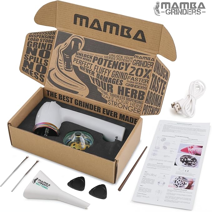 Mamba Original 1g Smoky USB Electric Herb Grinder. Small Portable Metal Herbal Machine & Spice Mill for the Kitchen - Bloomnest