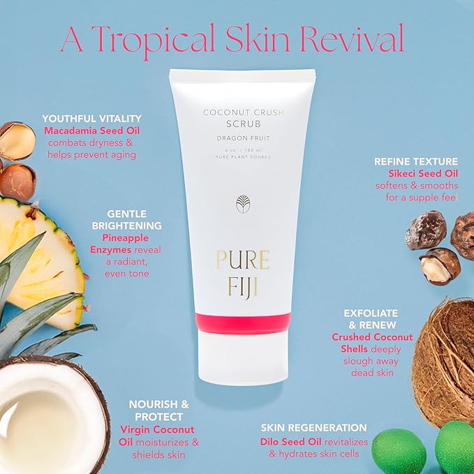 Pure Fiji Coconut Crush Scrub, Dragon Fruit (6oz/180ml) - Bloomnest
