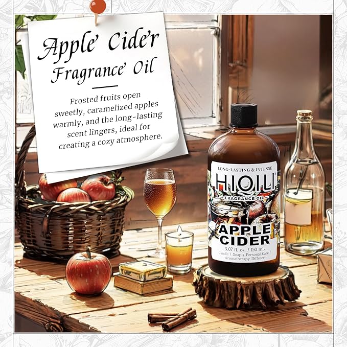 HIQILI Apple Cider Fragrance Oil - Making DIY Candle & Soap, Luxury Wine Scented, for Home & Office Essential Oil Diffuser Use - 5.07 Fl Oz - Bloomnest