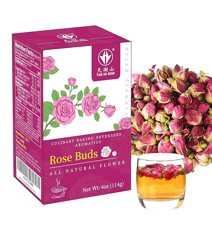 TIAN HU SHAN Rose Tea Loose Leaf, Premium Dried Rose Buds, Food Grade Natural Herbal Tea, Caffeine Free Sugar Free, 4 Ounce Pack of 1 - Bloomnest