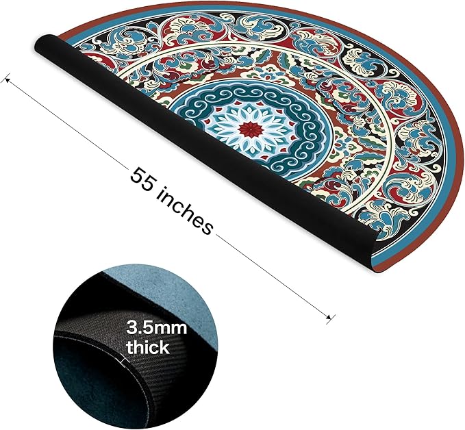 Knsbk Large Round Yoga Mat 4.6'X3.5mm for Exercise Premium Extra Thick, Ultra Comfortable, Non Slip, Meditation Mat - Bloomnest