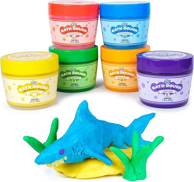 Tub Works® Bath Dough™ Moldable Kids Soap Bath Toy, Variety 6 Pack | Shape, Mold & Create Tub Art with Soapy Dough | Soft & Moldable Kids Bath Soap for Shaping | Sensory Toddler Bathtub Toys - Bloomnest
