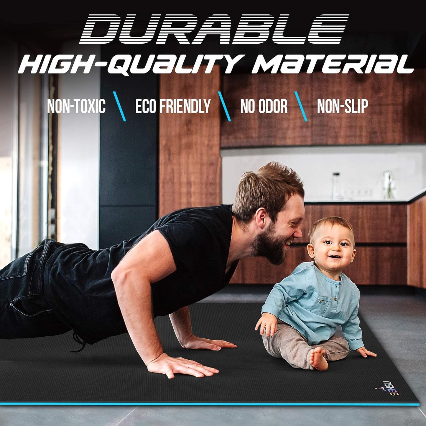 Sensu Large Yoga Mat – 6' x 4' x 9mm Extra Thick Yoga Mat for Men and Women – Non-Slip Surface for Extra Grip – Ideal for Hot Yoga, Pilates, Grounding and Meditation at Home or in Studios