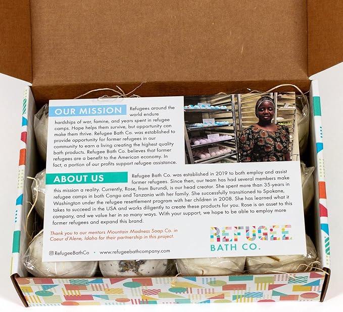 Variety Pack Bath Bombs, Color-Free Calm and Refresh Scents, 2.5 oz, Support Refugee Employment in The USA - Bloomnest