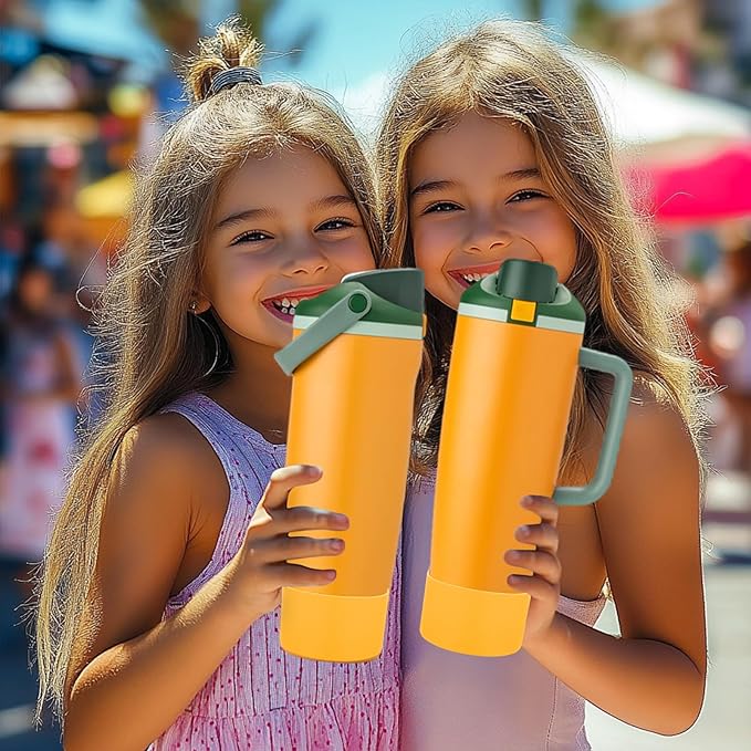 Mity rain 2PCS Protective Silicone Boots for Owala 30oz & 40oz FreeSip Sway Bottles & Tumblers - Accessories for owala, Enhances Stability & Prevents Scratches (Golden Yellow) Mityrain